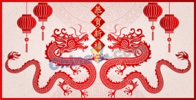 龙年传统新春矢量插画素材